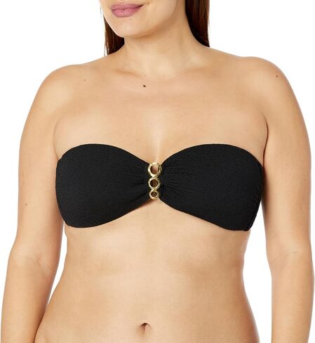 Trina Turk Women's Standard Black Sands Bandeau Bikini Top, Adjustable, Tie Back, Swimwear Separates in Saudi Arabia