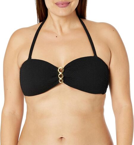 Trina Turk Women's Standard Black Sands Bandeau Bikini Top, Adjustable, Tie Back, Swimwear Separates in Saudi Arabia