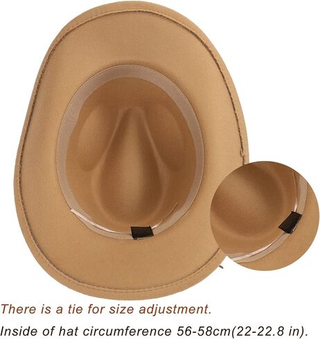 Felt Western Cowboy Hat for Men Women Faux Classic Fedora Roll Up Brim Hat Western Cowboy Outdoor Hat with Belt… in Kuwait