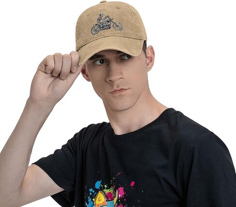 Skeleton Riding Motorcycle Baseball Cap Cotton Cowboy Hat Retro Washed Adjustable Gift in Saudi Arabia