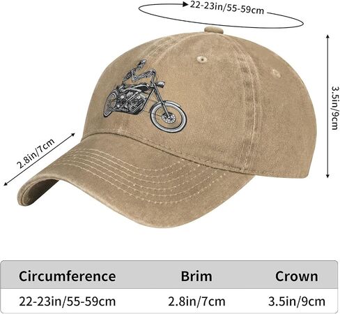 Skeleton Riding Motorcycle Baseball Cap Cotton Cowboy Hat Retro Washed Adjustable Gift in Saudi Arabia