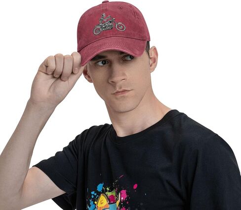 Skeleton Riding Motorcycle Baseball Cap Cotton Cowboy Hat Retro Washed Adjustable Gift in Saudi Arabia