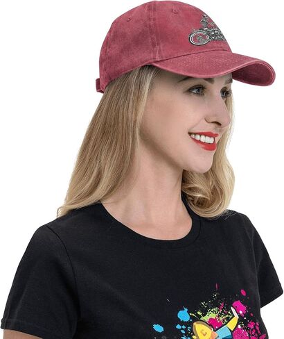 Skeleton Riding Motorcycle Baseball Cap Cotton Cowboy Hat Retro Washed Adjustable Gift in Saudi Arabia