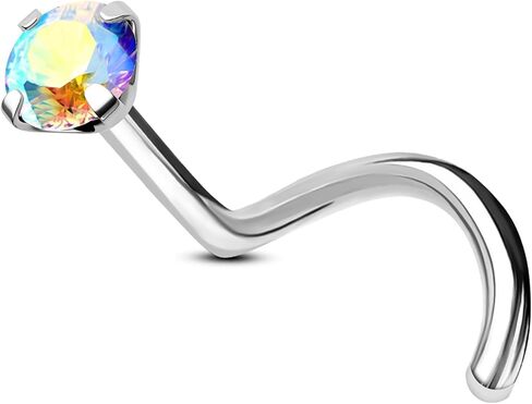 Minimalist G23 Solid Titanium Nose Rings Stud 20G AB CZ Screw Nose Rings 6MM Titanium Nose Piercing Jewelry Surgical Steel Hypoallergenic in Saudi Arabia