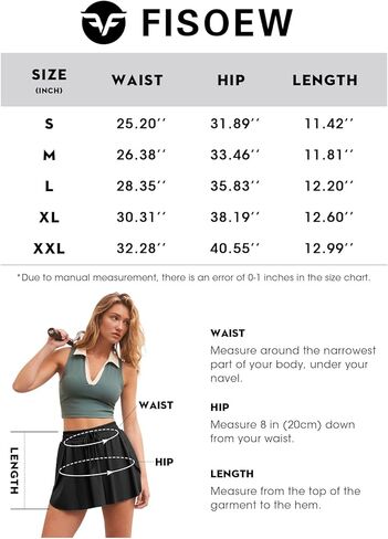 Fisoew Womens Tennis Skirts with Built-in Shorts Athletic High Waisted Golf Workout Skort in Kuwait