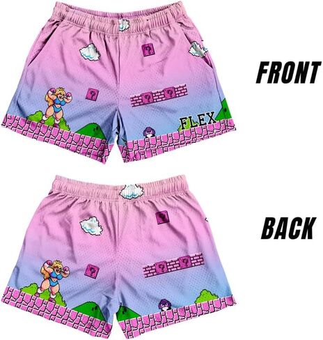 Peach Princess Gym Workout Running Shorts for Men and Women, 5-inch Inseam Unisex Athletic Shorts and Side Pockets in Saudi Arabia