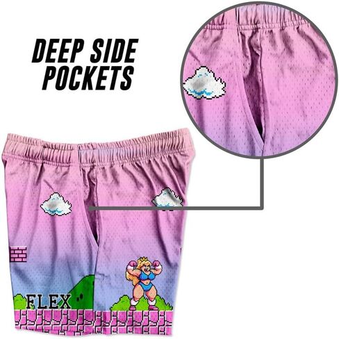Peach Princess Gym Workout Running Shorts for Men and Women, 5-inch Inseam Unisex Athletic Shorts and Side Pockets in Saudi Arabia