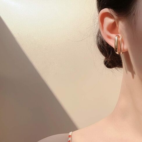 Ear Cuffs Gold Earring Ear Clip on Earrings for Women - Non Pierced Ear Cuffs No Piercing Ears Cartilage Earrings Minimalist Geometric Daily Wearing in Saudi Arabia