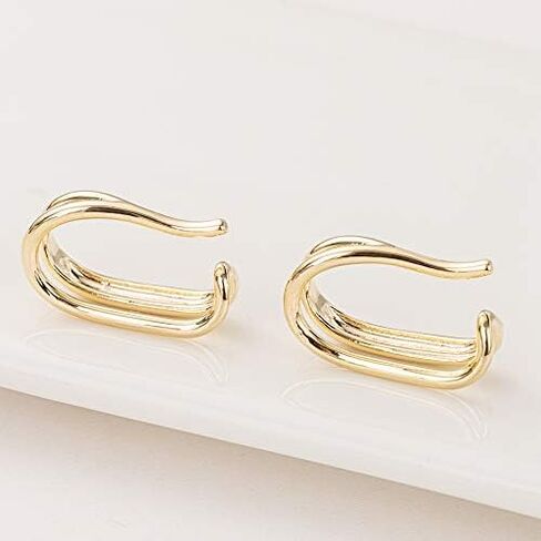 Ear Cuffs Gold Earring Ear Clip on Earrings for Women - Non Pierced Ear Cuffs No Piercing Ears Cartilage Earrings Minimalist Geometric Daily Wearing in Saudi Arabia