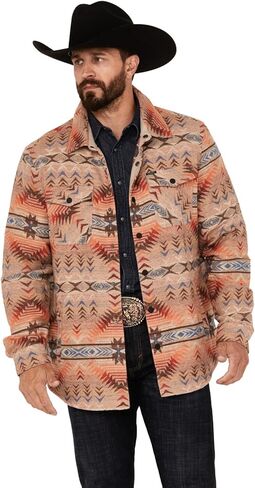 Rock & Roll Denim Men's Tan Aztec Shirt Jacket in Kuwait