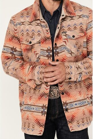 Rock & Roll Denim Men's Tan Aztec Shirt Jacket in Kuwait