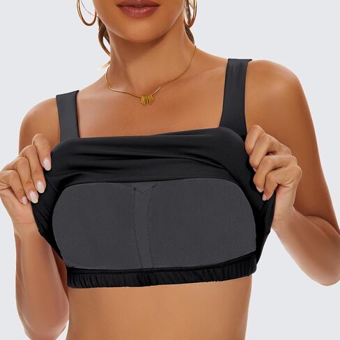 TAIPOVE حمالة صدر رياضية مبطنة طويلة للتمرين، بلوزة قصيرة برقبة مربعة، صدرية رياضية لليوجا والجيم، 2 عبوة in Kuwait