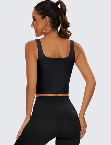 TAIPOVE حمالة صدر رياضية مبطنة طويلة للتمرين، بلوزة قصيرة برقبة مربعة، صدرية رياضية لليوجا والجيم، 2 عبوة in Kuwait