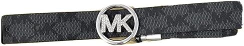 michael michael kors Women's Leather Belt With Silver Rhinestone Logo Buckle,Black in Saudi Arabia