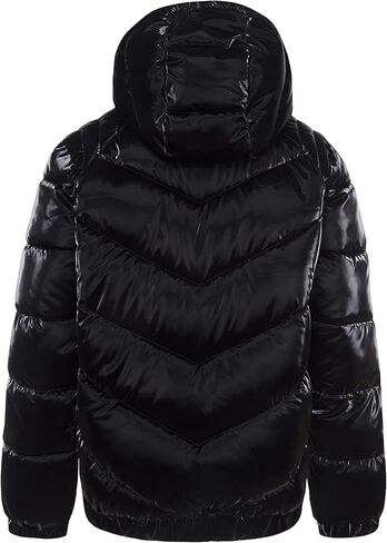 Jordan Girl's Shiny Chevron Quilting Jacket (Little Kids/Big Kids) Black MD (8-10 Big Kid) in Saudi Arabia