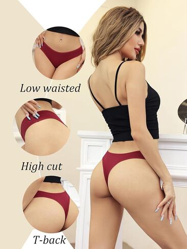 Breathable Cotton Thongs for Women No Show Bikini Underwear Soft and Comfortable Panties Pack of 6 in Kuwait