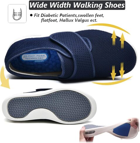 W&LESVAGO Women's Wide Width Non-Slip Diabetic Walking Shoes with Air Cushion,Lightweight Adjustable Edema Sneakers for Arthritis Swollen Feet in Kuwait