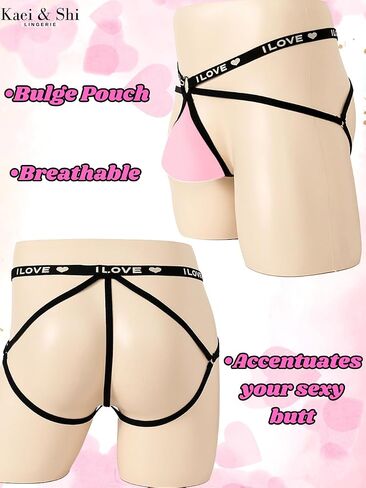Kaei&Shi Sexy Mens Lingerie, Love Logo, Jock Strap, Cutout G String Thong in Saudi Arabia