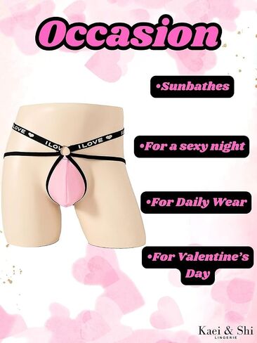 Kaei&Shi Sexy Mens Lingerie, Love Logo, Jock Strap, Cutout G String Thong in Saudi Arabia