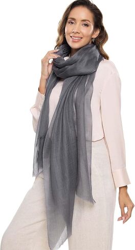 Ovcio Featherlight Charcoal Gray Cashmere Scarf - 100% Pure Cashmere Wrap Scarf for Women (87x39) with Gift Box in Saudi Arabia