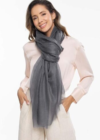 Ovcio Featherlight Charcoal Gray Cashmere Scarf - 100% Pure Cashmere Wrap Scarf for Women (87x39) with Gift Box in Saudi Arabia