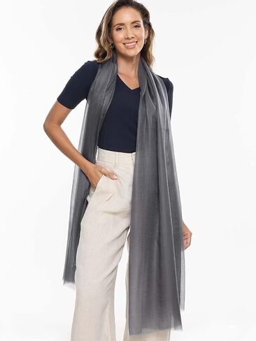 Ovcio Featherlight Charcoal Gray Cashmere Scarf - 100% Pure Cashmere Wrap Scarf for Women (87x39) with Gift Box in Saudi Arabia