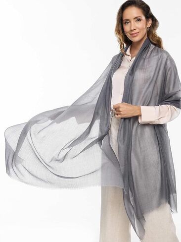 Ovcio Featherlight Charcoal Gray Cashmere Scarf - 100% Pure Cashmere Wrap Scarf for Women (87x39) with Gift Box in Saudi Arabia
