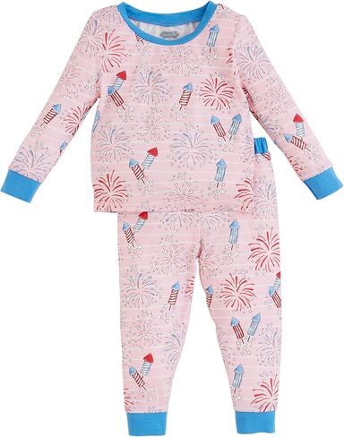 Mud Pie girls Mud Pie Girls Pink Firework Glow Pjs Pajama Set (pack of 2) in Saudi Arabia