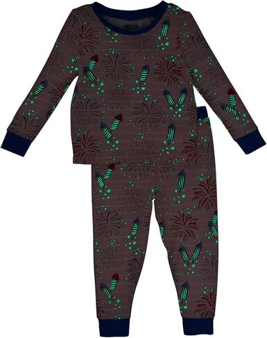 Mud Pie girls Mud Pie Girls Pink Firework Glow Pjs Pajama Set (pack of 2) in Saudi Arabia