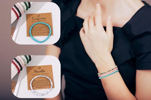 12 قطعة سوار مطرز بالكريستال للنساء والرجال - سوار أحجار كريمة شبه ثمينة 4 مم من الحجر الطبيعي للشفاء سوار قابل للتمدد أساور اليوغا مجوهرات هدايا in Kuwait