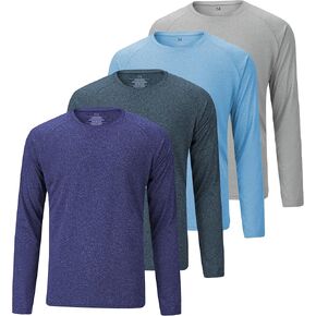 4 Pack Men's Dry Fit T Shirts, Athletic Running Gym Workout Short Long Sleeve Tee Shirts for Men