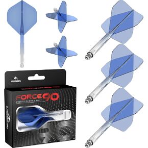 Mission Darts Force 90 | Integrated Precision Moulded Dart Flight and Shaft System, Pack of 3 Professional Highly Durable Combined Dart Flights and Stems | Standard No.2 (Blue Gradient, Tweenie)