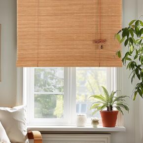 Bamboo Roller Blinds Shades, Vertical Lifting and Breathable Waterproof Design, Sun Shade and Ventilation, Easy Installation,60" Wx72 H