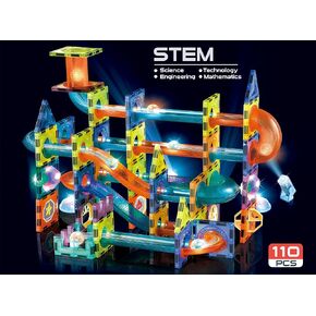 Unique Kids Magnetic Tiles Building Blocks with Marble Run - Engaging STEM/STEAM Toys for Boys and Girls - Perfect Christmas or Birthday Gift (75 pcs) in Kuwait