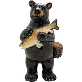 Pacific Giftware Animal World Black Bear Fisherman 6.5 inches Tall Resin Figurine Home Decor