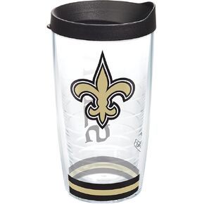 كوب Tervis مصنوع في الولايات المتحدة الأمريكية بجدار مزدوج NFL New Orleans Saints Arctic معزول يحافظ على المشروبات باردة وساخنة، 24oz، شفاف