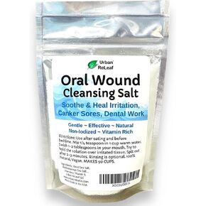 Urban ReLeaf Oral Wound Cleansing Salt 6 oz Bag! Makes 90 Cups of Healing Solution. Soothe, Heal Irritation, Dental Work. 100% Natural, Braces, Mouth, Gum, Canker Sores, Dentures. Made in USA Fresh!