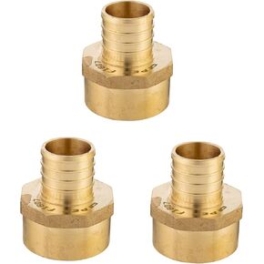 (Pack of 2) EFIELD Barb Crimp Pex 3/4 Inch X 1 Inch Female NPT Adapter Brass Fitting, ASTM F1807