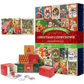 Advent Calendar 2024 Puzzles for Adults 1000 Pieces, PICKFORU Christmas Puzzle Countdown Calendar 24 Days, Xmas Jigsaw Puzzle