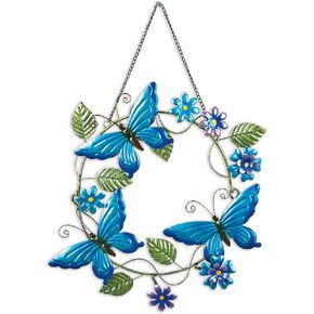 Sunset Vista Designs Outdoor Decoration Wreath for Patio or Front Door Wall Décor, 13.5" D, Butterfly