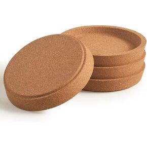 Cork Coasters, Etra Thick with Rising Rim Reusable Absorbent Cup Coaster, Stackable, Pack of 4