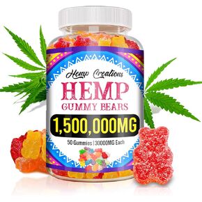 Organic Hemp Gummies Natural Pure Hemp Oil Extract - L-Theanine Sea Moss Vitamin B2 Extra Strength High Potency ed Edible Vegan Nature's Leaf Made in USA