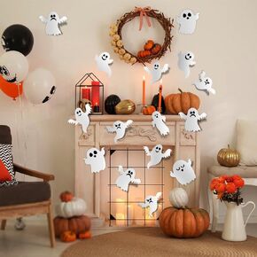 Halloween Ghost Wall Decor 21Pcs Halloween Wall Stickers 3D Ghost Wall Decoration White Ghost Wall Decals Self-adhesive Halloween Party Supplies Cute Ghost Stickers for Home Window Door DIY Decoration