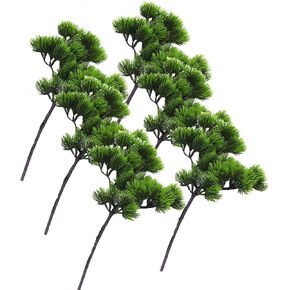 Mistari 6 Pack Artificial Pine Needles Christmas Pine Branches Spray Fake Greenery for Garden Wedding Home Outdoors Indoors Decorations (Green)