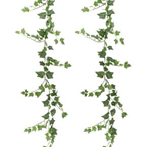 2Pcs Artificial Ivy Vines Kit 71" Odorless Silk Ivy Garland with Green Leaves, Fake Ivy Leaves Artificial Garland Greenery Hanging Plant Vine for Boho Decor Bedroom Wall Wedding Decoration