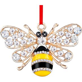 FLYAB Metal Bee Christmas Ornaments 2024 Bee Ornaments for Christmas Tree Bumble Bee Decor Honey Bee Christmas Ornaments Gifts for Women Girls Mom Sisters Bee Lovers