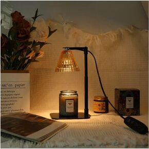 Candle Warmer Lamp with Timer - Electric Candle Heater with Adjustable Height, Modern Sleek Design with Glass Plate, and Dimmable Wax Warmer Bulbs, for Home Decoration