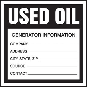 Accuform Signs MHZW34EVC Adhesive-Poly Vinyl Hazardous Waste Label, Used Oil", 6" Length x 6" Width x 2.6 Mil Thickness, Black/White (Pack of 100)