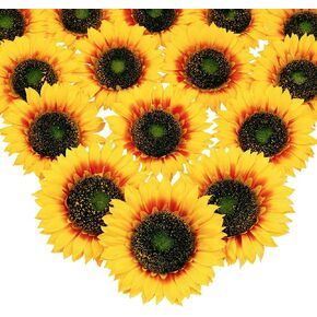 Mocoosy 16 Pcs 5.5 Inch Artificial Silk Sunflower Heads, Large Fake Sunflowers Bulk, Yellow Faux Sunflower Heads Artificial Flowers Decorations for Christmas Tree Home Party Wedding Decor