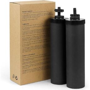Black Water Filter Replacement Activated Carbon Filter Elements Compatible with Ber-key Gravity Water Filtration System and Other Brands, 2 Pack Black Filters for 6000 Gallon Water
